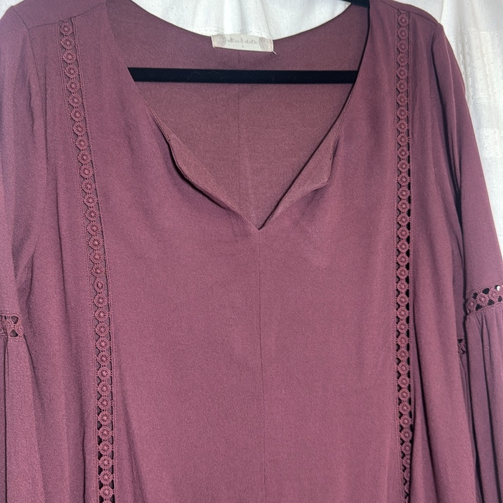 Altar’d State Elegant Plum Long Sleeve Dress - Picture 5 of 7